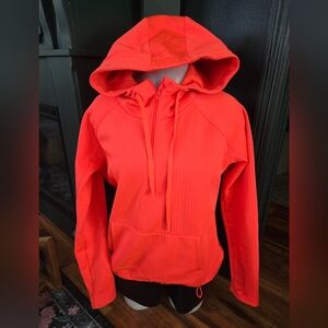 Athleta Neon Coral Hooded Performance Pullover